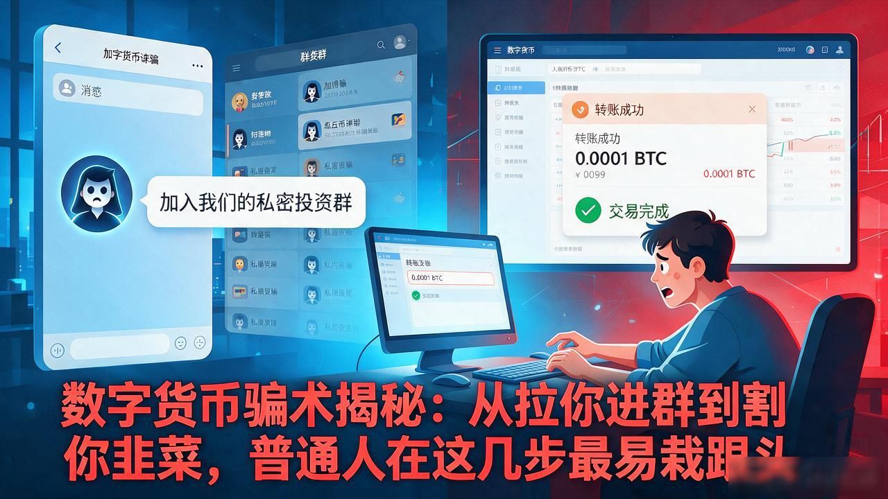数字货币骗术揭秘：从拉你进群到割你韭菜，普通人在这几步最易栽跟头