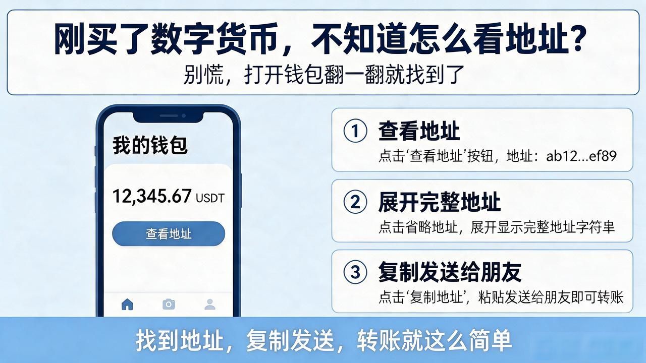 刚买了数字货币，不知道怎么看地址？别慌，打开钱包翻一翻就找到了